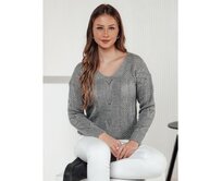 Dámský svetr LACEONIA světle šedý Světle šedá, Univerzální