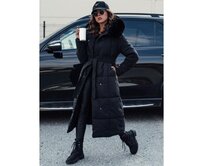 Dámská prošívaná dlouhá bunda GLAMWARM černá Černá, XL