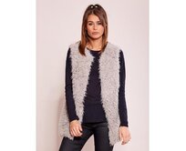 Dámská vesta kožešinová LEAT šedá Šedá, S/M