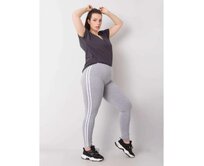 Dámské legíny plus size melanžové bavlněné MILLIE šedé Šedá, 2XL