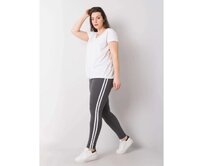 Dámské legíny melanžové bavlněné plus size MILLIE tmavě šedé Tmavě šedá, 2XL