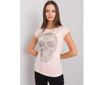 Dámské tričko SKULL světle růžové Růžová, S