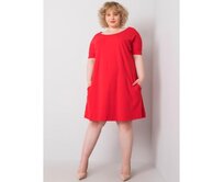 Dámské šaty s krátkými rukávy plus size BELLAMY červené Červená, XL