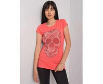 Dámské tričko SKULL korálové Cihlová, S