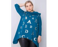 Dámská halenka plus size s kapucí AINA modrá Mořská, Univerzální