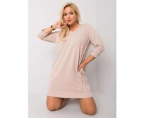 Dámské šaty bavlněné plus size KARISSA světle hnědé Béžová, Univerzální