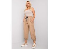 Dámské tepláky plus size široké FERRO béžové Béžová, XL
