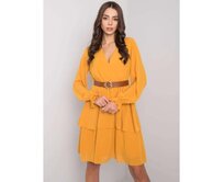 Dámské šaty s dlouhým rukávem SHELLIE žluté Žlutá, XL