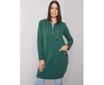Dámská tunika s kapucí bavlněná plus size KIERRA tmavě zelená Tmavě zelená, Univerzální
