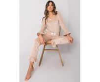 Dámské pyžamo s kalhotami velurové Camille RUE PARIS béžové Béžová, XL