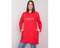 Dámská tunika s kapsami plus size ALEXIAH červená Červená, Univerzální