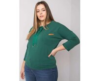 Dámská halenka s kapucí plus size PASADENA tmavě zelená Tmavě zelená, Univerzální