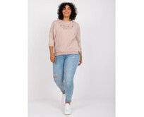 Dámská halenka s kamínky CORDELIA plus size světle béžová Béžová, Univerzální