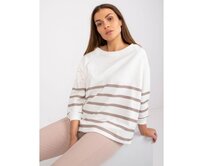 Dámská halenka pruhovaná Sydney RUE PARIS ecru-tmavě béžová Ecru, L/XL