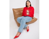 Dámská halenka s kamínky plus size MANON červená Červená, Univerzální