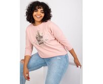 Dámská halenka s kulatým výstřihem plus size VICEKEY růžová Růžová, Univerzální