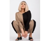 Dámská souprava plus size tepláková AMISHI tmavě béžová a černá Vícebarevný, S/M