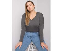 Dámská halenka melanžová plus size ELISA tmavě šedá Tmavě šedá, Univerzální