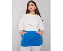 Dámská mikina s kapucí plus size SIRA ecru-modrá Vícebarevný, Univerzální