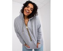 Dámská mikina s kapucí melanžová plus size AMANDA šedá Šedá, Univerzální