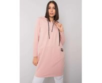 Dámská tunika s kapucí bavlněná plus size KIERRA růžová Růžová, Univerzální