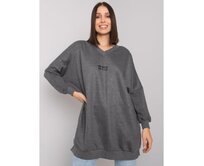 Dámská tunika melanžová plus size bavlněná RAELLA tmavě šedá Tmavě šedá, Univerzální