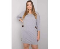 Dámské šaty s kapsami melanžové plus size SUSAN šedé Šedá, Univerzální