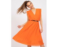 Dámské šaty s obálkovým výstřihem midi MARINE oranžové Oranžová, Univerzální