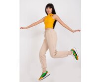 Dámské tepláky basic se šňůrkou JULIA béžové Béžová, Univerzální