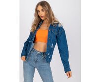 Dámská bunda s dírami džínová RUE PARIS modrá Modrá, XL