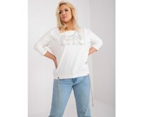 Dámská halenka se stříbrnou nášivkou bavlněná plus size CIL ecru Ecru, Univerzální