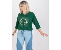 Dámská halenka plus size žebrovaná MAILEEN tmavě zelená Tmavě zelená, Univerzální
