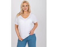 Dámská halenka s výstřihem do V plus size DINA bílá Bílá, Univerzální