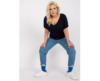 Dámská halenka s krátkými rukávy viskózová plus size DINA námořnická modrá Námořnická modrá, Univerzální