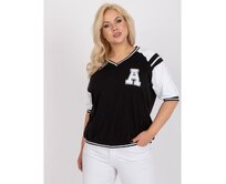 Dámská halenka plus size s výstřihem do V ležérní EMILY černobílá Vícebarevný, Univerzální