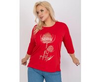 Dámská halenka plus size s potiskem bavlněná JESICCA červená Červená, Univerzální