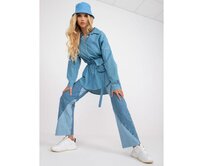 Dámská košile oversize dlouhá bavlněná RUE PARIS modrá Modrá, L