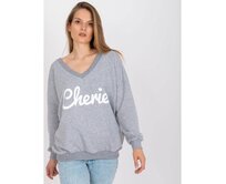 Dámská mikina s potiskem a výstřihem oversize do V DOVIA šedobílá Vícebarevný, Univerzální