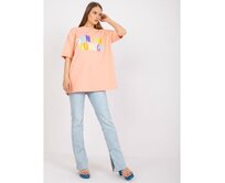Dámské tričko oversize s potiskem LABEL meruňkové Broskvová, Univerzální