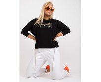 Dámská halenka s nápisem bavlněná plus size GRACE černá Černá, Univerzální