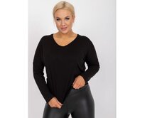 Dámská halenka s dlouhými rukávy hladká plus size ELISA černá Černá, Univerzální