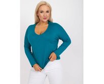 Dámská halenka plus size s výstřihem viskózová do V ELISA modrá Mořská, Univerzální