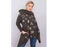 Dámská halenka s kapucí plus size AINA tmavě khaki Khaki, Univerzální