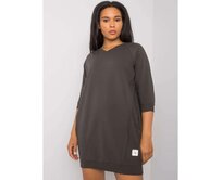 Dámské šaty bavlněné plus size KARISSA tmavě khaki Khaki, Univerzální