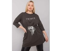 Dámská tunika plus size s vázáním TULSA tmavě khaki Khaki, Univerzální