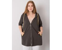 Dámská mikina na zip plus size LOUNES khaki Khaki, Univerzální