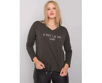 Dámská halenka s nápisem plus size SHERILYN tmavě khaki Khaki, Univerzální