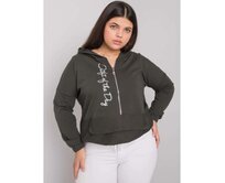 Dámská mikina s kapucí plus size KAYLEE tmavě khaki Khaki, Univerzální