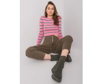Dámské kalhoty s vysokým pasem džínové AUBURN khaki Khaki, 26
