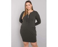 Dámské šaty s kapsami plus size ALESSIA khaki Khaki, Univerzální
